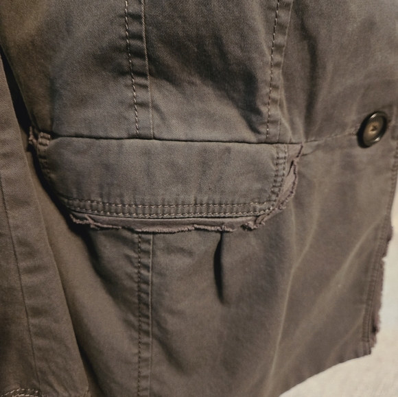 Loft 4 gray peplum ruffle distressed jacket. - Picture 11 of 11